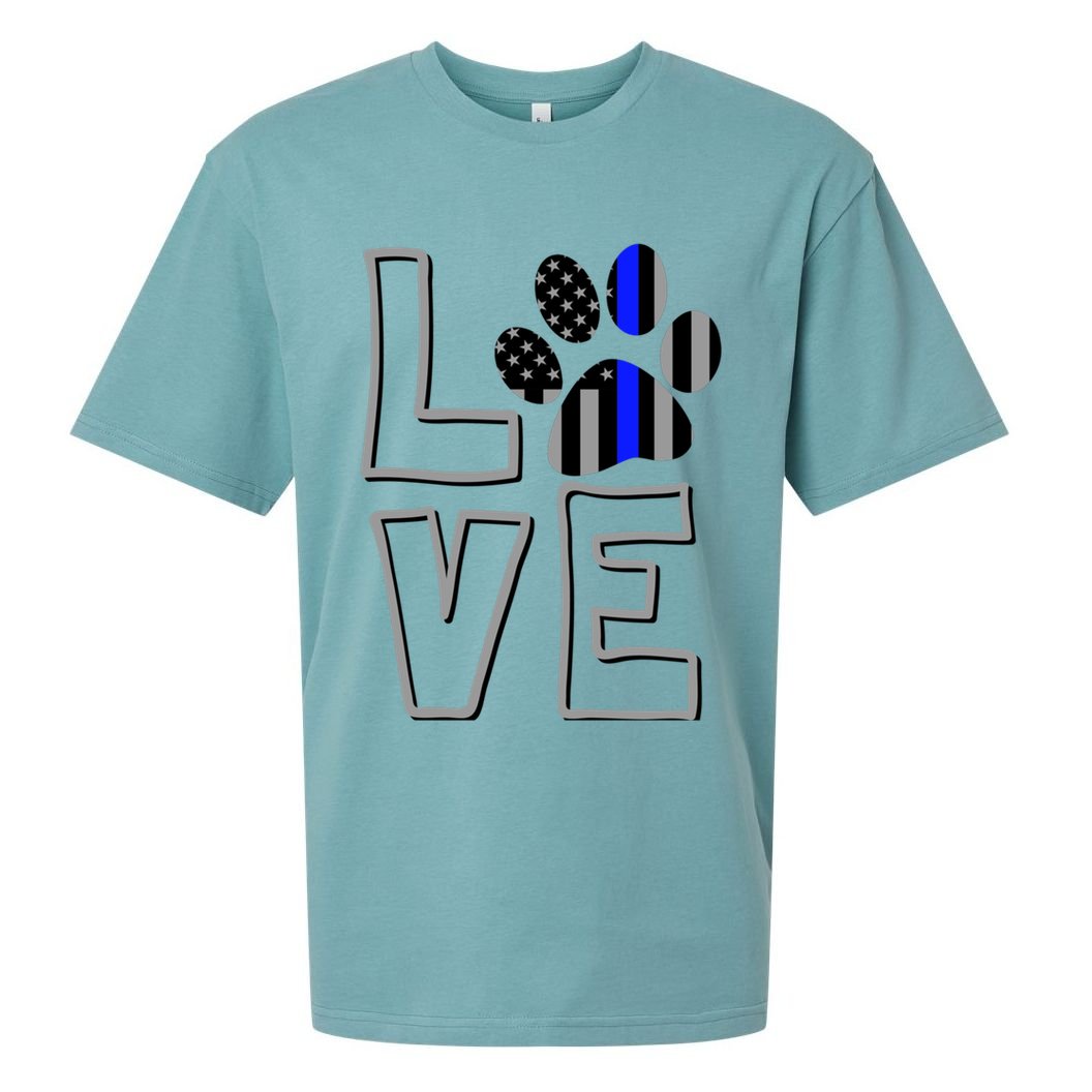 Love Police Dog Paw Print Thin Blue Line K9 Gift Sueded Cloud Jersey T-Shirt