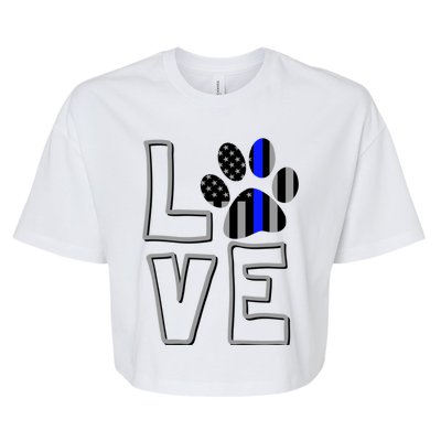 Love Police Dog Paw Print Thin Blue Line K9 Gift Bella+Canvas Jersey Crop Tee