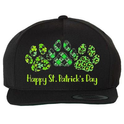 Leopard Printhree Dog Paws Happy Saint Patrick's Day Gift Wool Snapback Cap