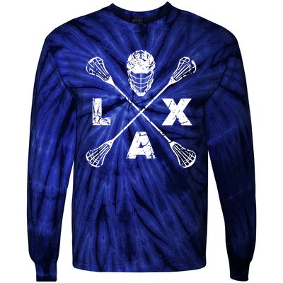 LAX Player Distressed Lacrosse Logo For Lacrosse Lovers Tie-Dye Long Sleeve Shirt