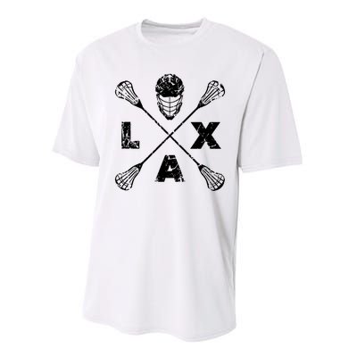 LAX Player Distressed Lacrosse Logo For Lacrosse Lovers Performance Sprint T-Shirt