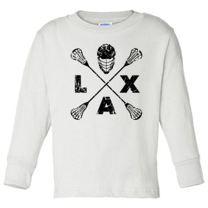 LAX Player Distressed Lacrosse Logo For Lacrosse Lovers Toddler Long Sleeve Shirt