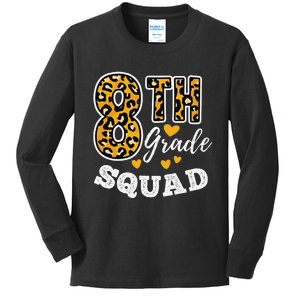 Leopard Print Eighth Grade Teacher 8th Grade Squad Kids Long Sleeve Shirt