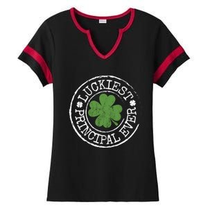 Luckiest Principal Ever Lucky Teacher St PatrickS Day Ladies Halftime Notch Neck Tee