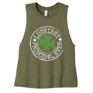 Luckiest Principal Ever Lucky Teacher St PatrickS Day Women's Racerback Cropped Tank