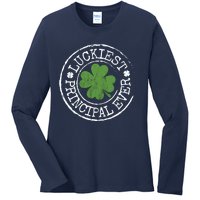 Luckiest Principal Ever Lucky Teacher St PatrickS Day Ladies Long Sleeve Shirt