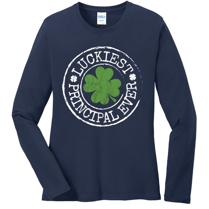 Luckiest Principal Ever Lucky Teacher St PatrickS Day Ladies Long Sleeve Shirt