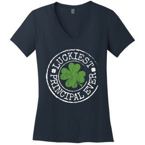 Luckiest Principal Ever Lucky Teacher St PatrickS Day Women's V-Neck T-Shirt