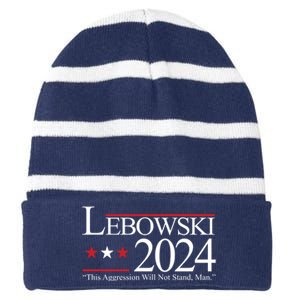 Lebowski Political Election Vote 2024 Striped Beanie with Solid Band