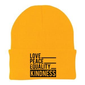 Love Peace Equality Kindness Motivational Gift Knit Cap Winter Beanie