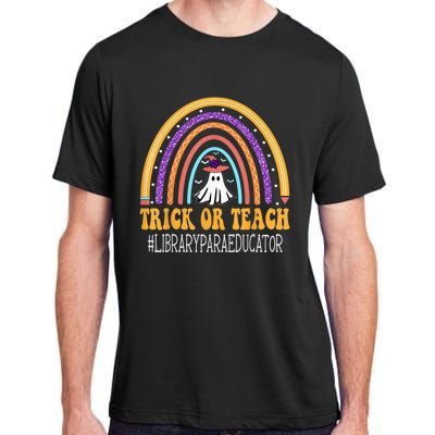 Library Para Educator Rainbow Trick or teach Funny Halloween Adult ChromaSoft Performance T-Shirt