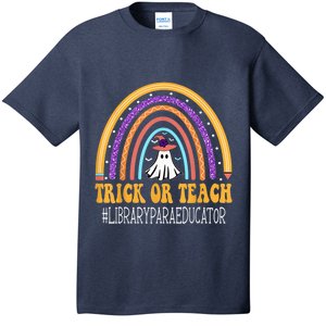 Library Para Educator Rainbow Trick or teach Funny Halloween T-Shirt