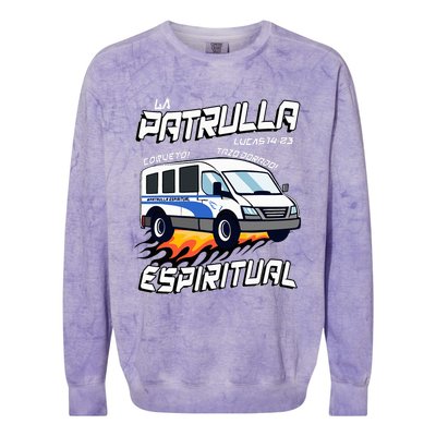 La Patrulla Espiritual Funny Tazo Dorado Mexican Spanish Colorblast Crewneck Sweatshirt