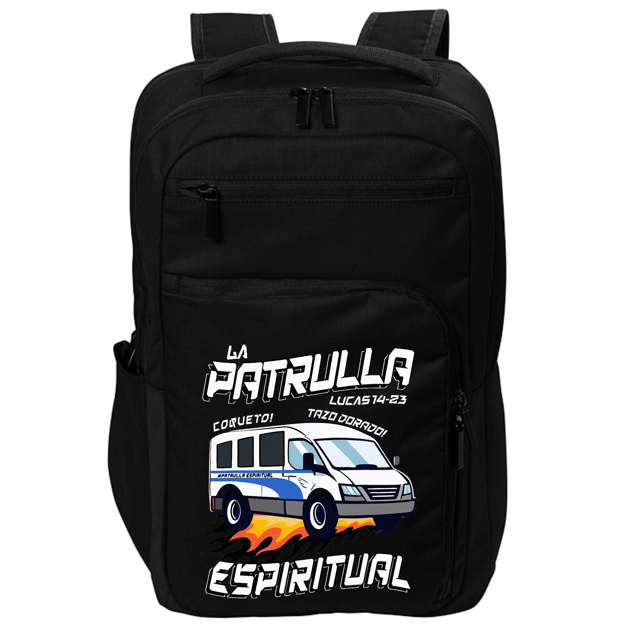 La Patrulla Espiritual Funny Tazo Dorado Mexican Spanish Impact Tech Backpack