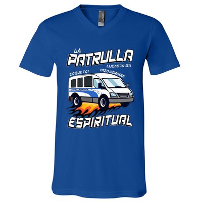 La Patrulla Espiritual Funny Tazo Dorado Mexican Spanish V-Neck T-Shirt