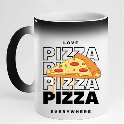 Love Pizza Everywhere 11oz Black Color Changing Mug