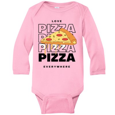 Love Pizza Everywhere Baby Long Sleeve Bodysuit