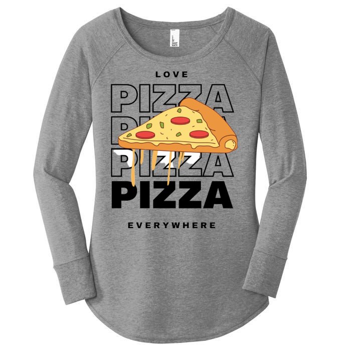 Love Pizza Everywhere Women's Perfect Tri Tunic Long Sleeve Shirt