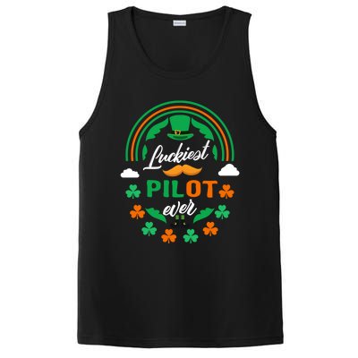 Luckiest Pilot Ever Shamrock Top Hat St Patricks Day Great Gift PosiCharge Competitor Tank