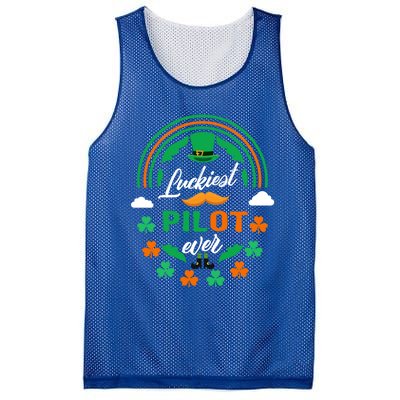 Luckiest Pilot Ever Shamrock Top Hat St Patricks Day Great Gift Mesh Reversible Basketball Jersey Tank