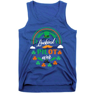 Luckiest Pilot Ever Shamrock Top Hat St Patricks Day Great Gift Tank Top