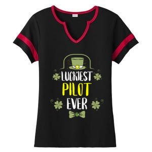 Luckiest Pilot Ever St Patricks Day Pilots Gift Ladies Halftime Notch Neck Tee