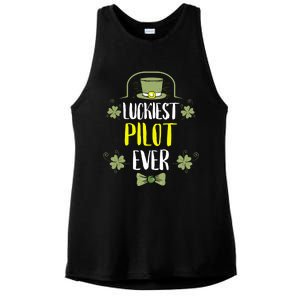 Luckiest Pilot Ever St Patricks Day Pilots Gift Ladies PosiCharge Tri-Blend Wicking Tank