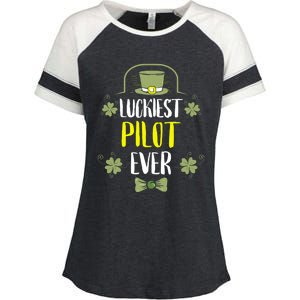 Luckiest Pilot Ever St Patricks Day Pilots Gift Enza Ladies Jersey Colorblock Tee