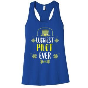 Luckiest Pilot Ever St Patricks Day Pilots Gift Women's Racerback Tank