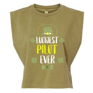 Luckiest Pilot Ever St Patricks Day Pilots Gift Garment-Dyed Women's Muscle Tee