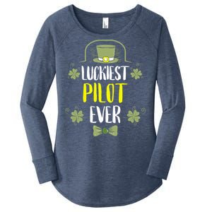 Luckiest Pilot Ever St Patricks Day Pilots Gift Women's Perfect Tri Tunic Long Sleeve Shirt