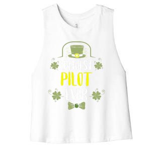 Luckiest Pilot Ever St Patricks Day Pilots Gift Women's Racerback Cropped Tank