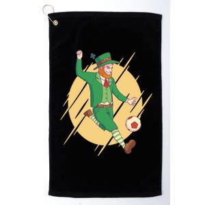 Leprechaun Playing Football St Patrick's Day Holiday Sport Gift Platinum Collection Golf Towel