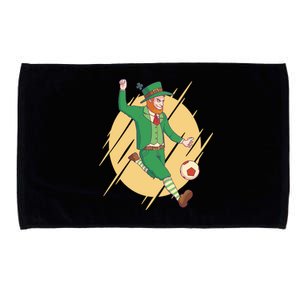 Leprechaun Playing Football St Patrick's Day Holiday Sport Gift Microfiber Hand Towel