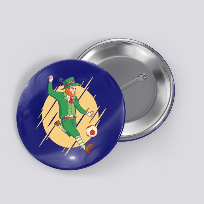 Leprechaun Playing Football St Patrick's Day Holiday Sport Gift Button