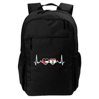 Lebanon Palestine Flag Lebanese Palestinian Unity Heartbeat Backpack