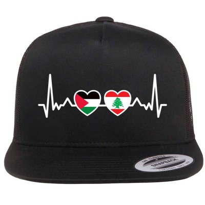 Lebanon Palestine Flag Lebanese Palestinian Unity Heartbeat Flatbill Hat