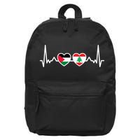 Lebanon Palestine Flag Lebanese Palestinian Unity Heartbeat 16 in Basic Backpack