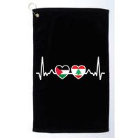 Lebanon Palestine Flag Lebanese Palestinian Unity Heartbeat Golf Towel
