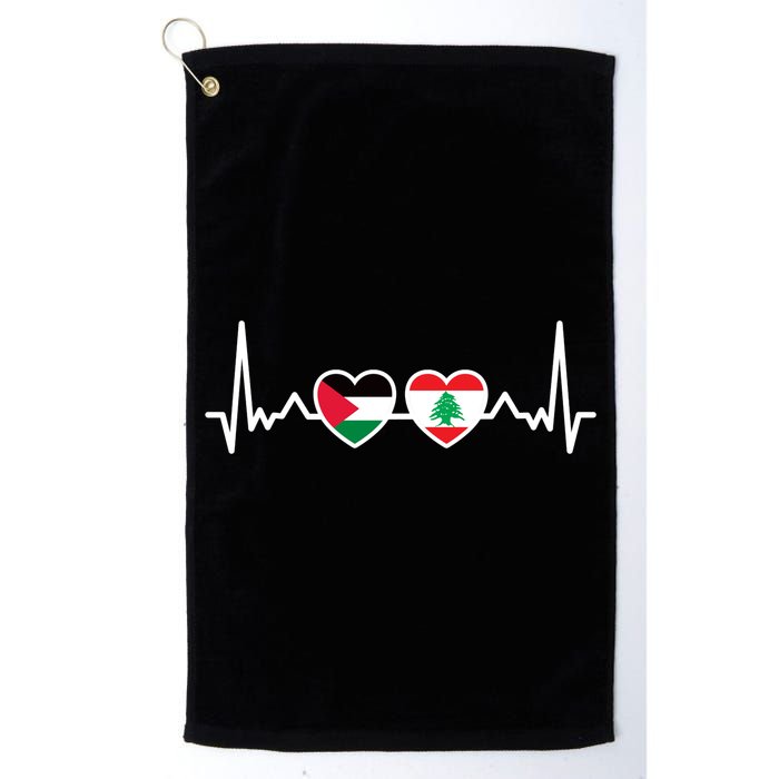 Lebanon Palestine Flag Lebanese Palestinian Unity Heartbeat Golf Towel