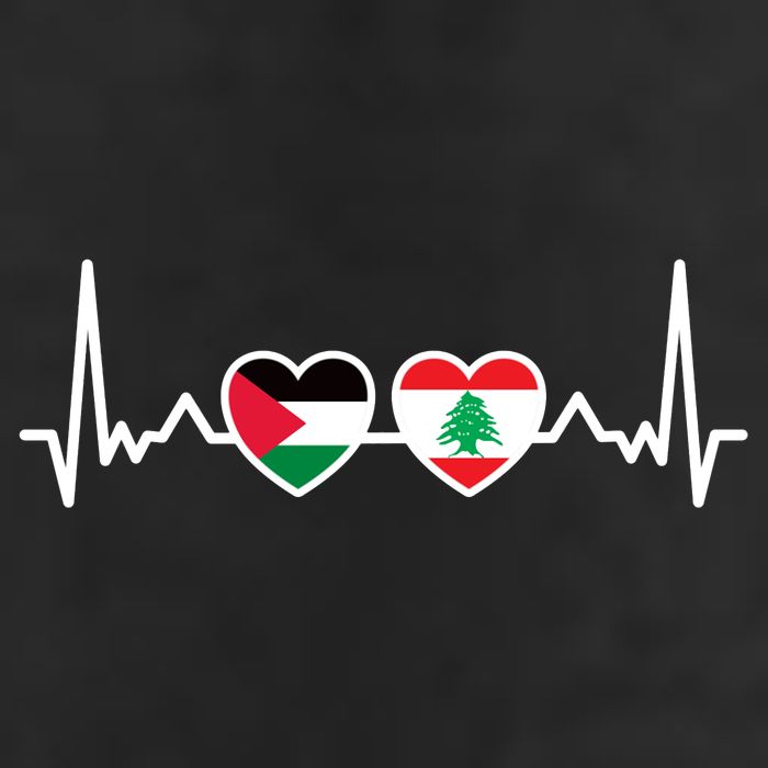 Lebanon Palestine Flag Lebanese Palestinian Unity Heartbeat Golf Towel