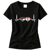 Lebanon Palestine Flag Lebanese Palestinian Unity Heartbeat Womens T-Shirt