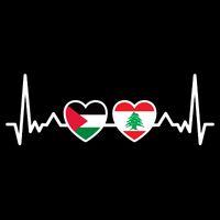 Lebanon Palestine Flag Lebanese Palestinian Unity Heartbeat Womens T-Shirt