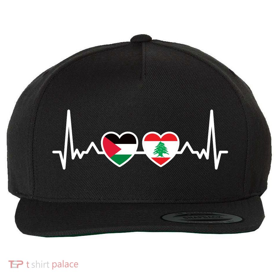 Lebanon Palestine Flag Lebanese Palestinian Unity Heartbeat Wool Snapback Cap