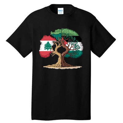 Lebanon Palestine Flag Lebanese Palestinian United Tall T-Shirt