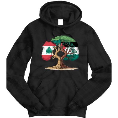 Lebanon Palestine Flag Lebanese Palestinian United Tie Dye Hoodie