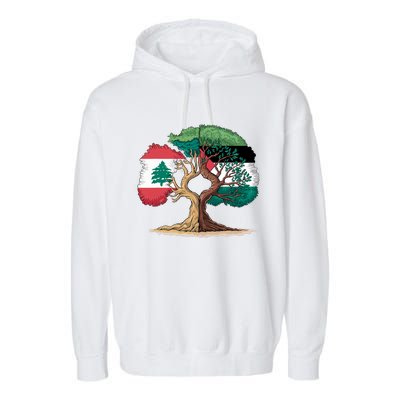 Lebanon Palestine Flag Lebanese Palestinian United Garment-Dyed Fleece Hoodie