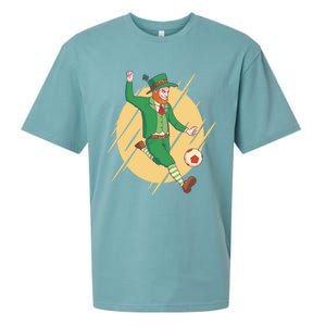 Leprechaun Playing Football St Patrick's Day Holiday Sport Cool Gift Sueded Cloud Jersey T-Shirt