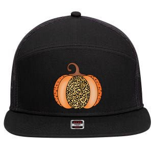 Leopard Pumpkin Fall Holiday 7 Panel Mesh Trucker Snapback Hat