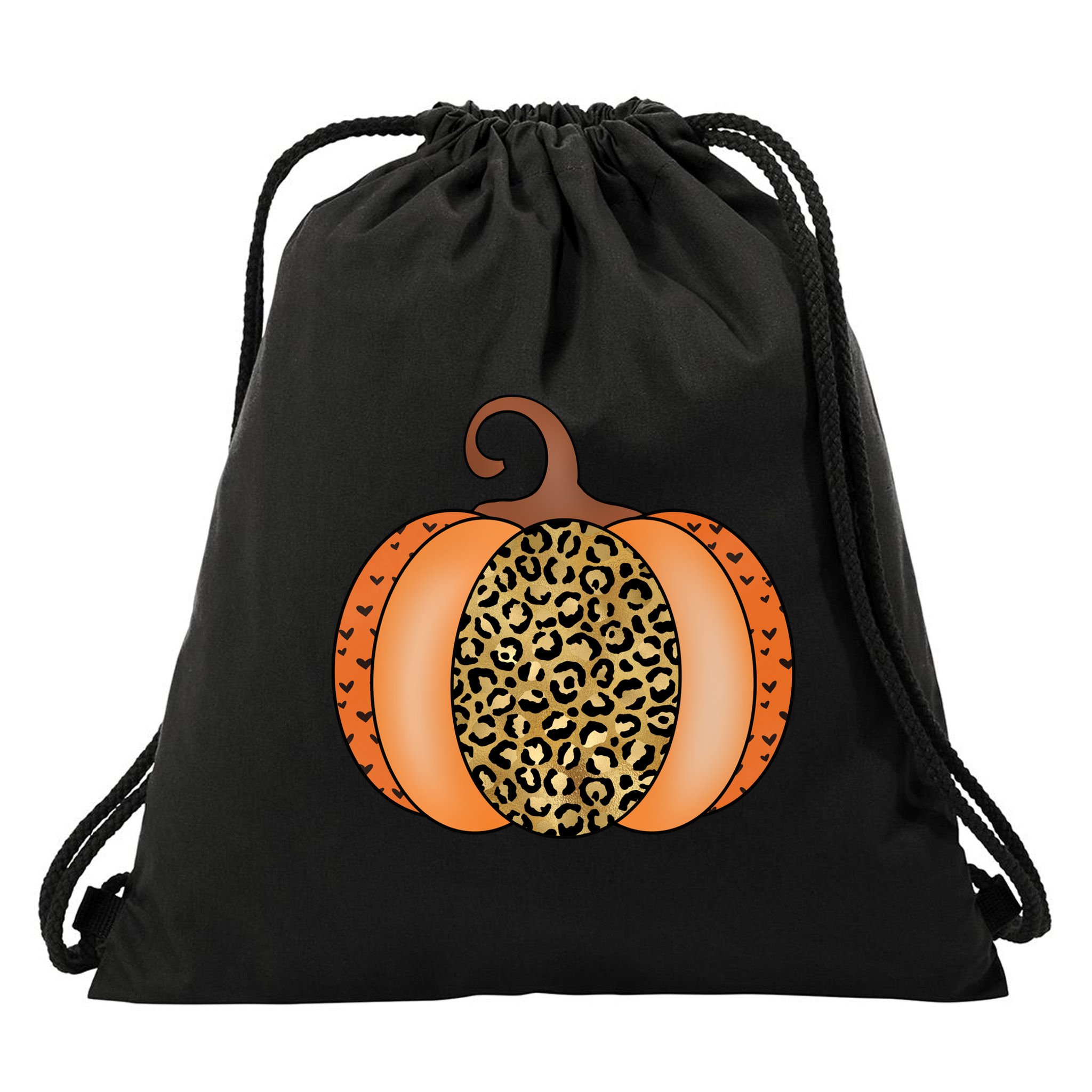 Leopard Pumpkin Fall Holiday Drawstring Bag